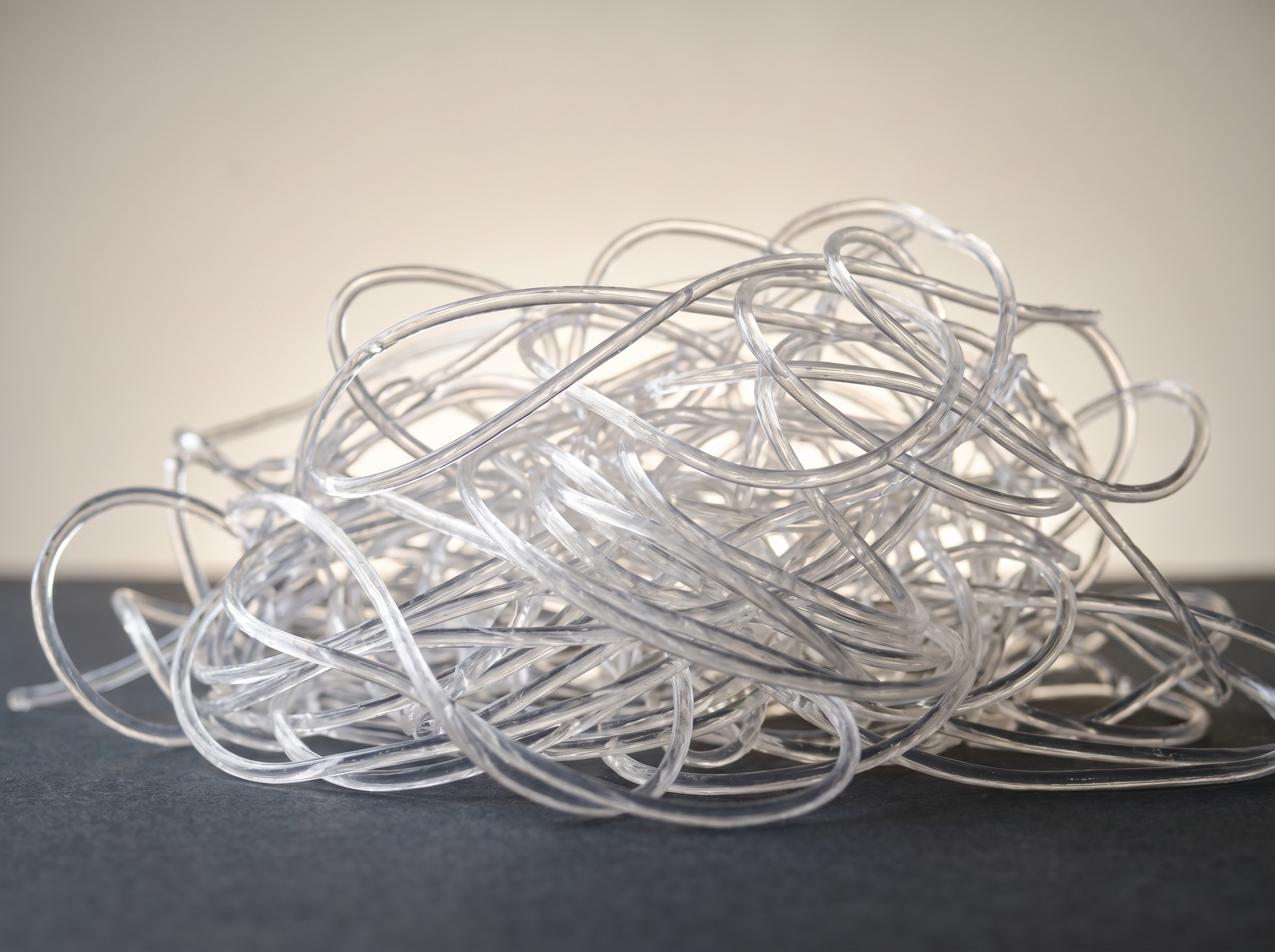 EVA scrap — translucent strands from solar module manufacturing