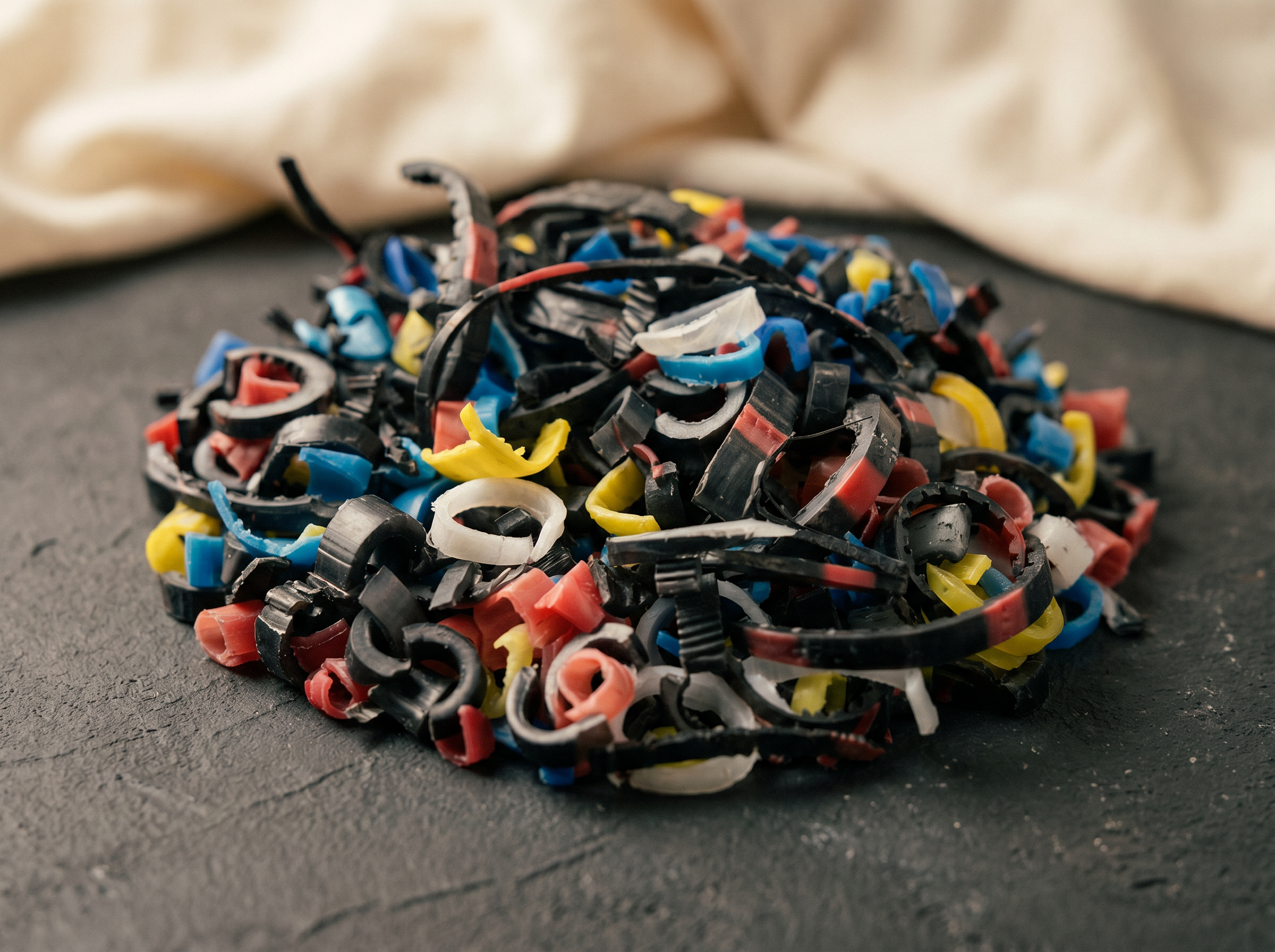 Processed XLPE cable scrap — ring cuts, ground in-house
